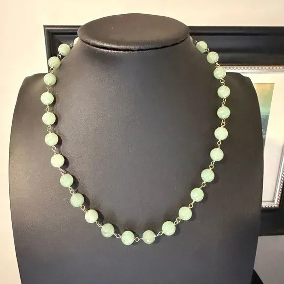 16" Chan Luu faceted 8mm, jadeite jade and gold over sterling silver necklace! - Picture 13 of 14